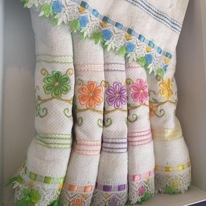 (2) Beautiful Embroidered Hand Towel